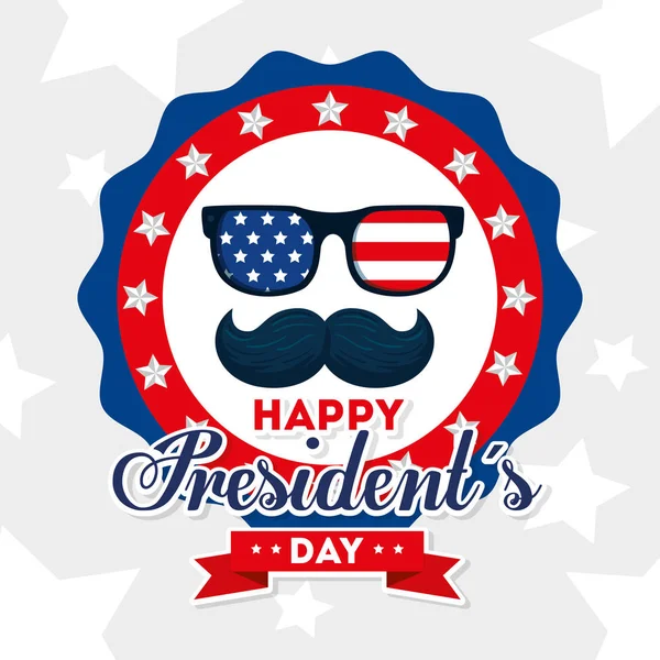 Occhiali e baffi di USA happy presidents day vector design — Vettoriale Stock