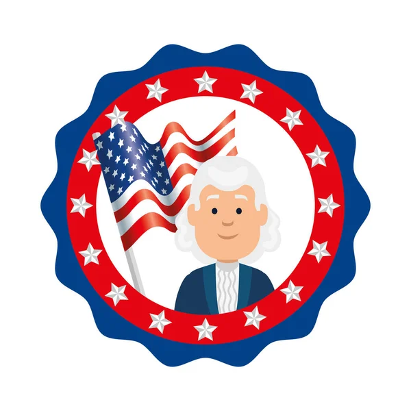 Isolated usa president man inside seal stamp vector design — 스톡 벡터