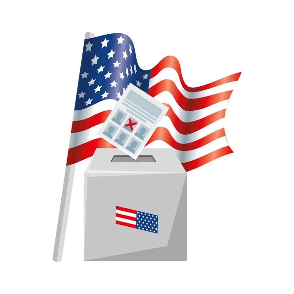 Izolowany papier do głosowania USA i projekt wektora pudełka — Wektor stockowy