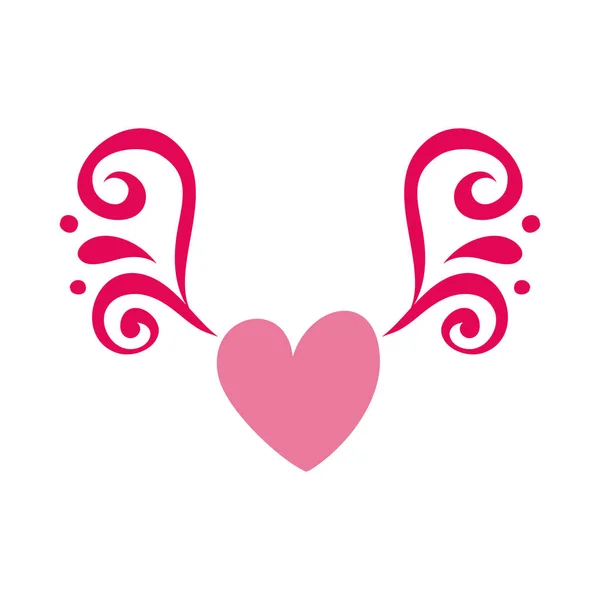 Corazón amor con alas icono — Vector de stock