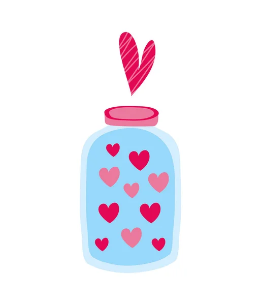 Mason jar with hearts love — Stock Vector