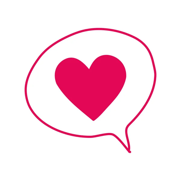 Kalp sevgi ile konuşma balonu — Stok Vektör