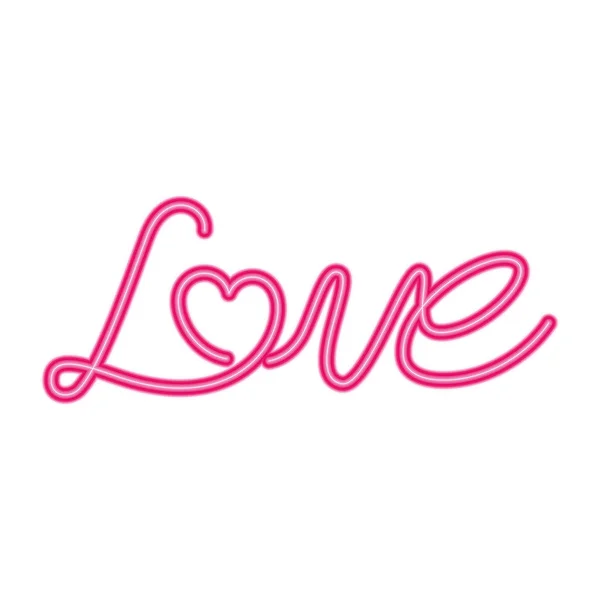 Love label in neon light on white background — 스톡 벡터