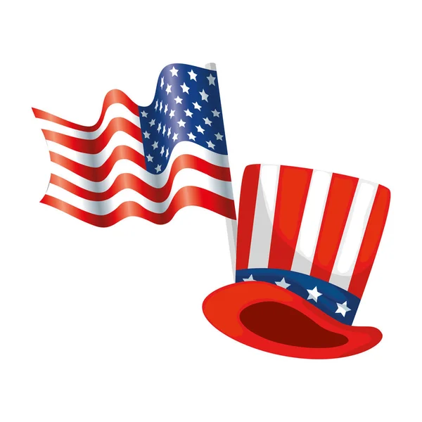 Isolated usa hat and flag vector design — 스톡 벡터