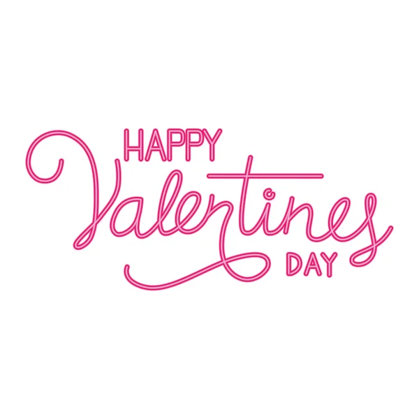 Etiqueta feliz día de San Valentín en luz de neón — Vector de stock