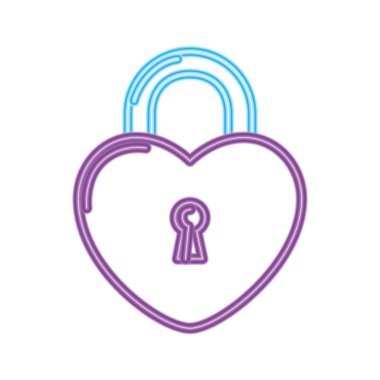 Neon ışığı şeklinde kalp şeklinde asma kilit