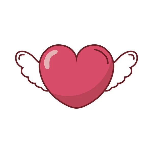 Szczęśliwy Walentynki serca ze skrzydłami — Wektor stockowy