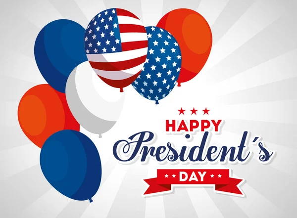 Воздушные шары США счастливый день президентов векторный дизайн — стоковый вектор