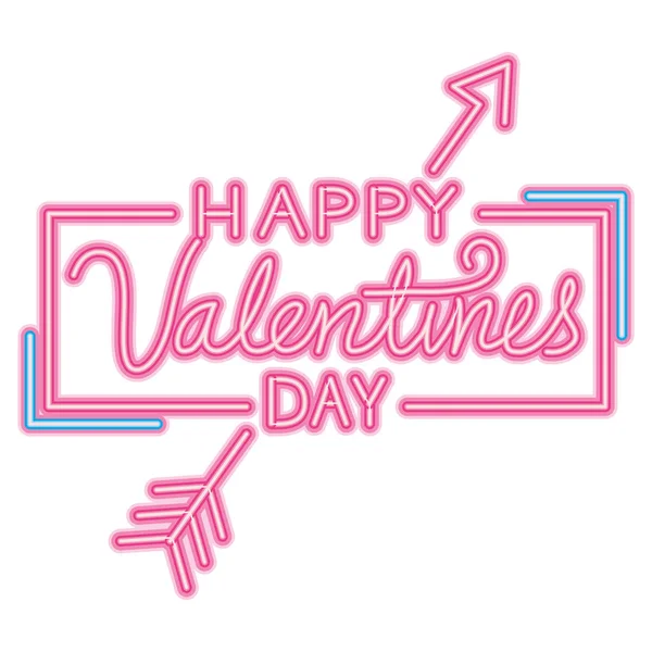 Happy valentines day lettering with arrow isolated icon — 스톡 벡터
