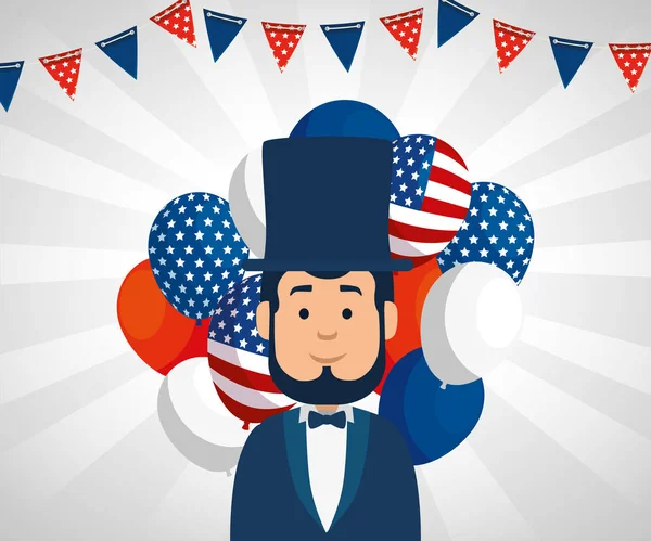 Man cartoon of usa happy presidents day vector design — 스톡 벡터