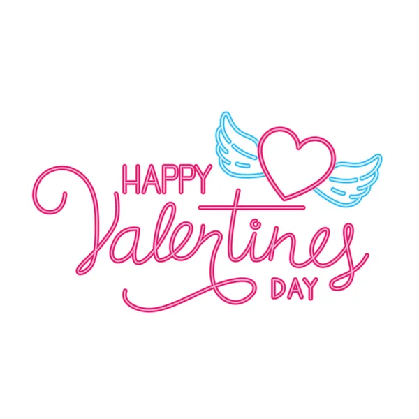 Happy valentines dag label in neon licht — Stockvector