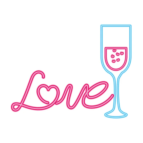 Étiquette d'amour au néon sur fond blanc — Image vectorielle