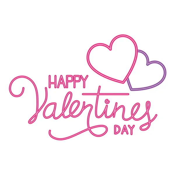 Happy valentines dag label in neon licht — Stockvector