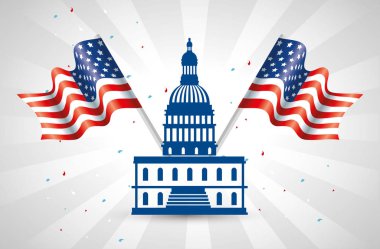 Usa flags and capitol vector design