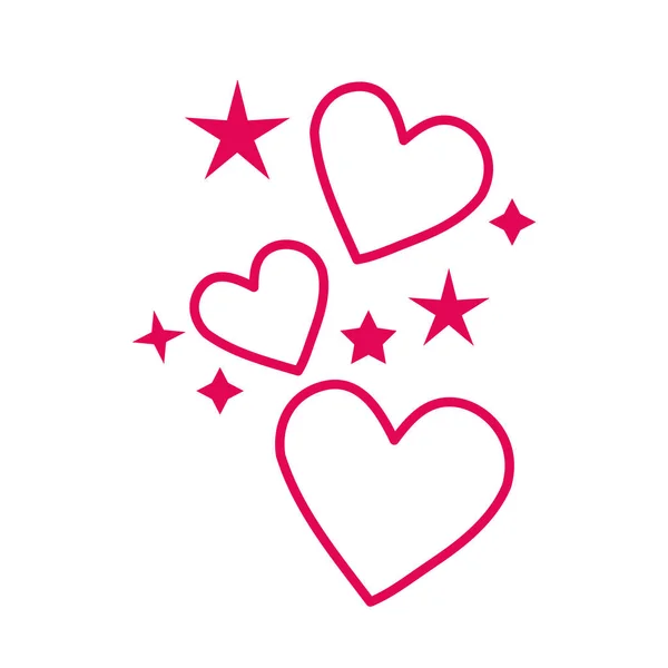 Happy valentines day hearts with stars — Stock Vector