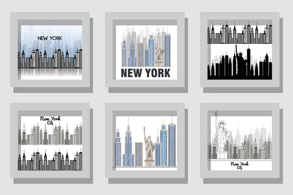 Векторное проектирование зданий в Нью-Йорке — стоковый вектор