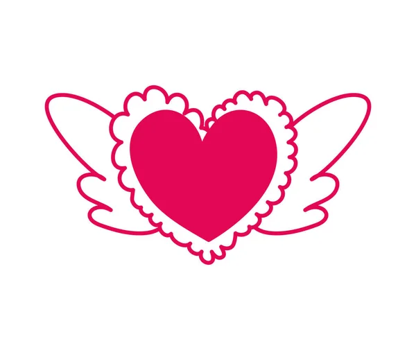 Сердце любовь с крыльями икона — стоковый вектор