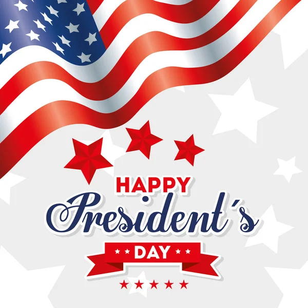 Drapeau des Etats-Unis heureux président conception vectorielle jour — Image vectorielle