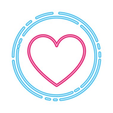 kalp beyaz zemin üzerinde neon ışıkta