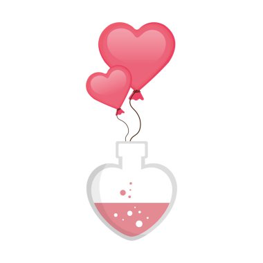 fragrance with heart bottle and balloons helium