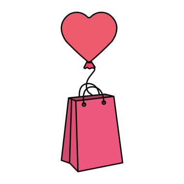 balloon helium in heart shape with bag shopping