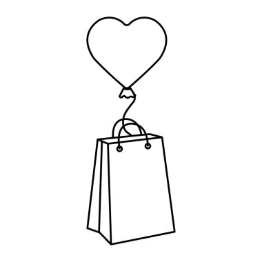 balloon helium in heart shape with bag shopping