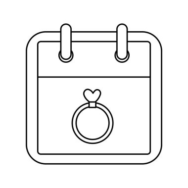 calendar and ring with heart isolated icon
