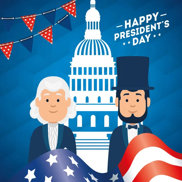Чоловіки аватари мультфільми США день щасливих президентів векторний дизайн — стоковий вектор