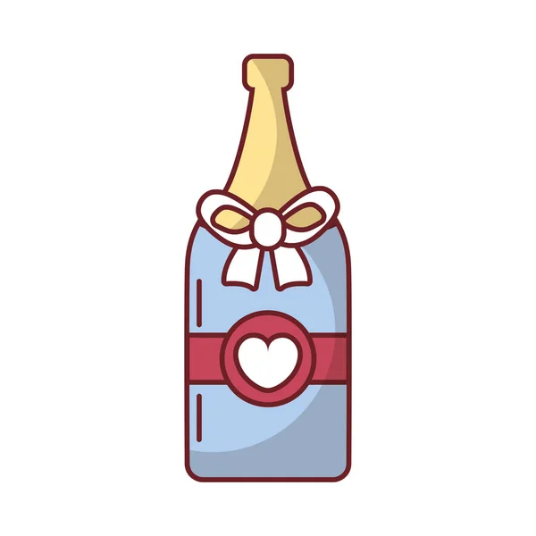 Feliz día de San Valentín botella de vino con corazón — Archivo Imágenes Vectoriales