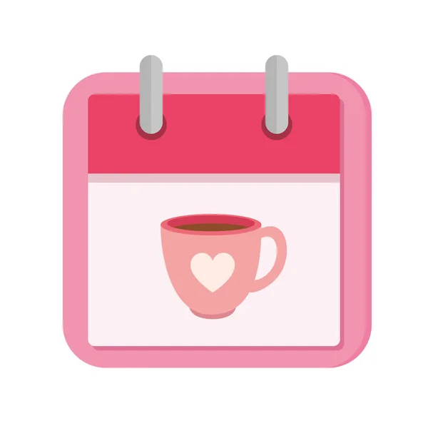 Calendar with cup coffee isolated icon — Stock Vector