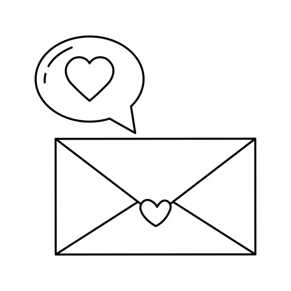 Kuvert och tal bubbla med hjärtat isolerad ikon — Stock vektor
