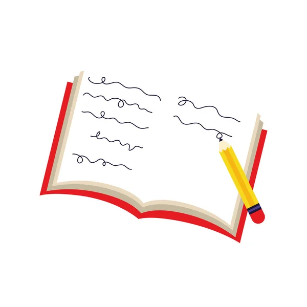 Notebook school met potlood schrijven — Stockvector