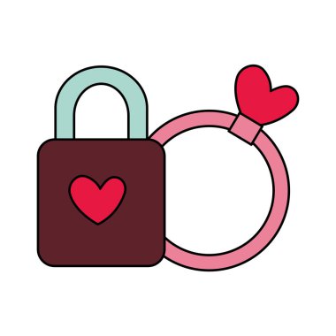 padlock and ring with heart isolated icon