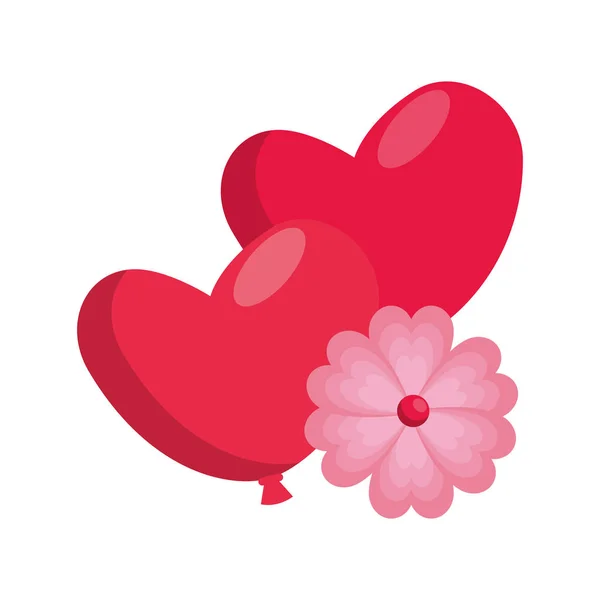 Balloon helium in heart shape with flower — 스톡 벡터