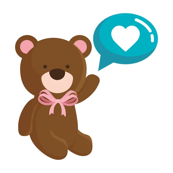Urso de pelúcia bonito com ícone de bolha de fala isolado — Vetor de Stock