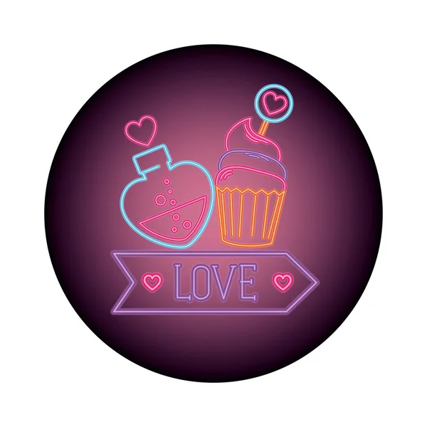 Ensemble d'icônes de la Saint-Valentin au néon — Image vectorielle