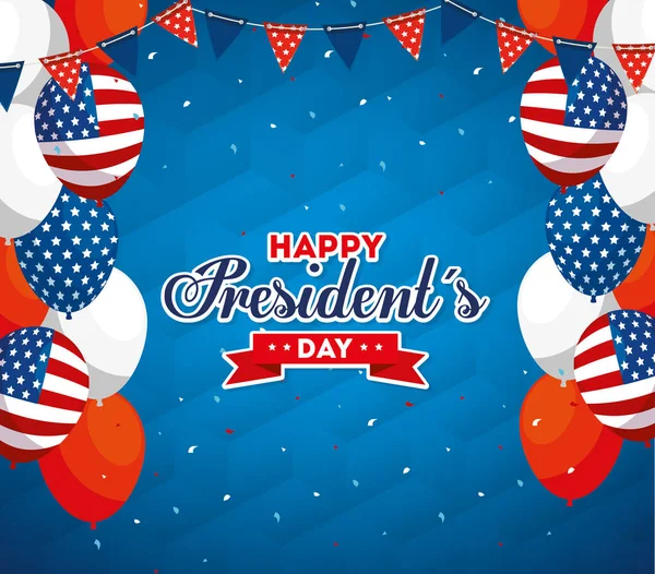 Ballons des Etats-Unis heureux présidents jour vecteur conception — Image vectorielle