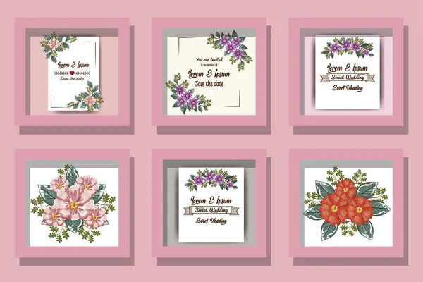 Fleurs et feuilles printanières sur fond rose motif vectoriel — Image vectorielle