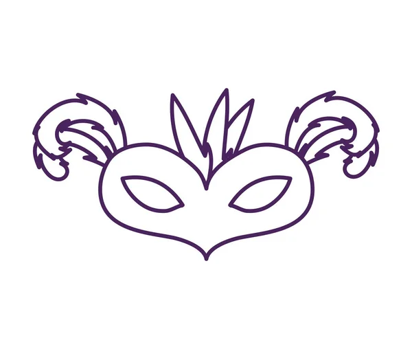 Mascarilla celebración mardi gras con plumas — Vector de stock