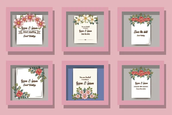 Flores y hojas de primavera sobre el diseño vectorial de fondo rosa — Archivo Imágenes Vectoriales