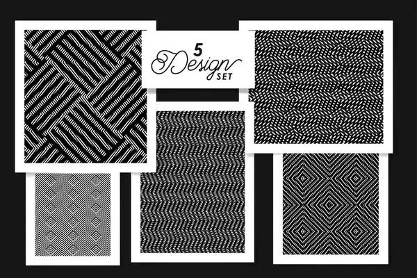 Five designs of black and white backgrounds — 스톡 벡터