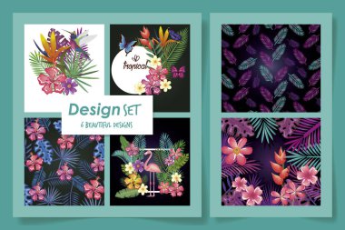 Bir demet çiçek ve yapraklar tropik bölgeler