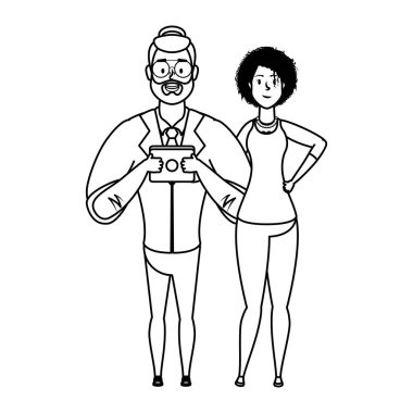 Afro kadın karakterli genç bir adam.