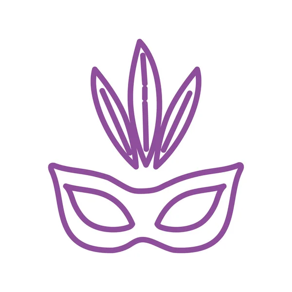 Mardi gras slavnostní maska s peřím — Stockový vektor