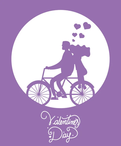 情人节快乐，夫妻们都骑自行车 — 图库矢量图片