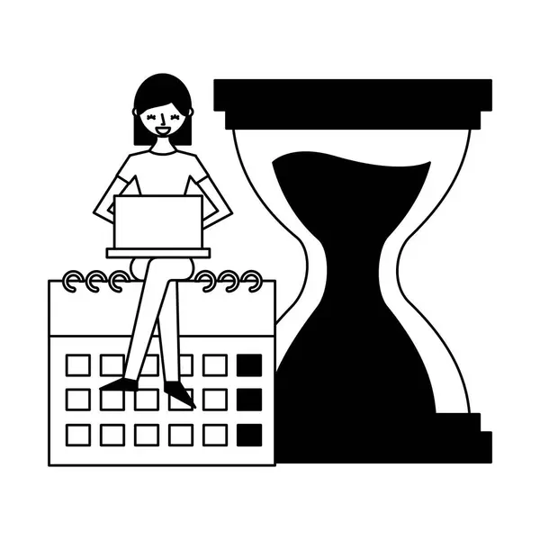 Reloj de calendario portátil de trabajo mujer — Vector de stock