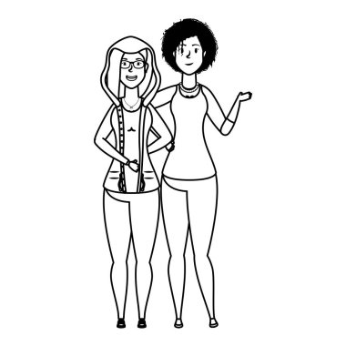 Genç ırklar arası kızlar karakterleri avatarlar