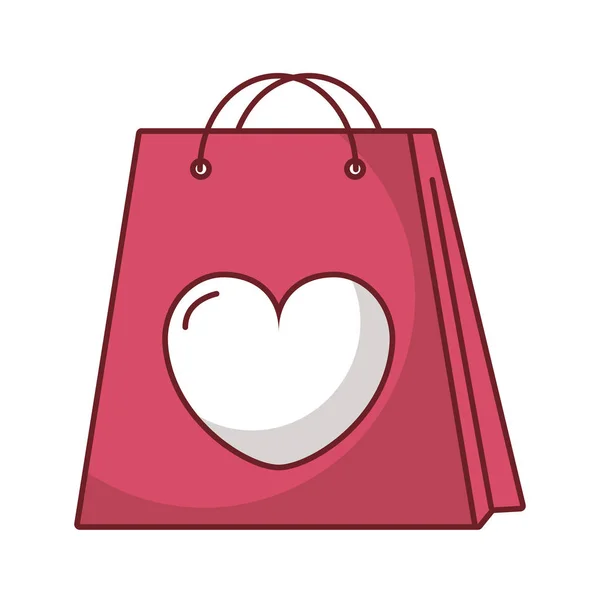 Papel saco de compras com corações amor —  Vetores de Stock
