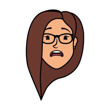 Gözlüklü sevimli genç bir kadın kafası.