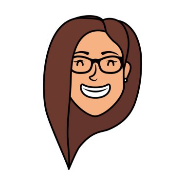 Gözlüklü sevimli genç bir kadın kafası.